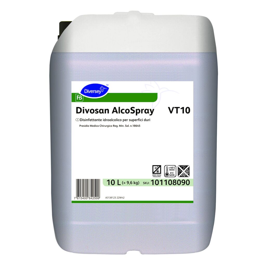 Divosan AlcoSpray VT10 10L - Disinfettante idroalcolico per superfici dure. Presidio Medico Chirurgico Reg.Min.San. n.18645